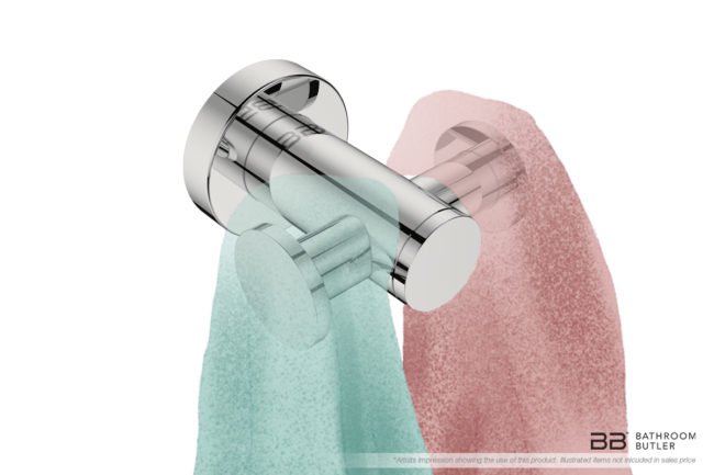 Double Robe Hook 4611 showing artists impression of a close-up with towels