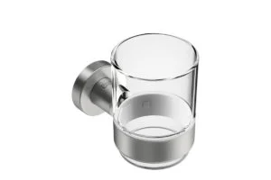 Glass Tumbler and Holder 4632- Brushed Stainless Steel - Bathroom Butler bathroom accessories