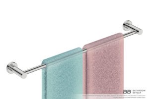 Single Towel Bar 650mm/25inch 4672 with artists impression of two folded bath sheets - Bathroom Butler