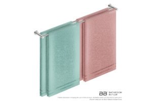 Double Towel Bar 1100mm 4688 with artists impression of four single folded bath sheets - Bathroom Butler