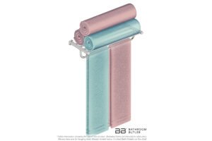 Towel Shelf and Hang Bar 4693 with artists impression of five bath sheets - Bathroom Butler