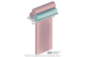 Towel Shelf and Hang Bar 4693 with artists impression of four bath sheets