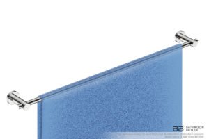 Single Towel Bar 800mm/32inch 4875 with close-up view of artists impression of one full width bath towel - Bathroom Butler