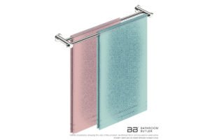 Single Towel Bar 650mm 4882 with artists impression of two single folded bath sheets - Bathroom Butler