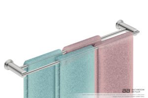 Double Towel Bar 25inch 5882 with artists impression of four double folded bath sheets - Bathroom Butler