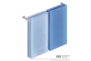 Double Towel Bar 800mm 5885 with artists impression of four single folded bath towels - Bathroom Butler