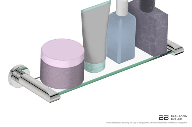 Glass Shelf 8225 showing artists impression of bathroom products