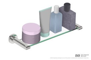 Glass Shelf 330mm 8225 showing artists impression of bathroom products