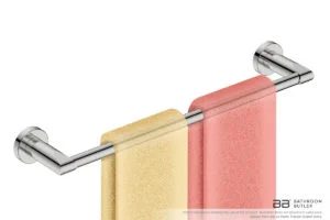 Single Towel Bar 430mm/17inch 8270 with artists impression of two double folded hand towels - Bathroom Butler
