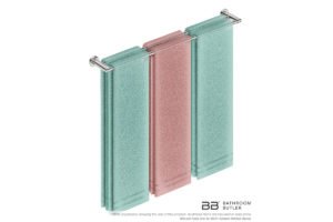 Double Towel Bar 800mm 8285 with artists impression of six double folded bath sheets - Bathroom Butler