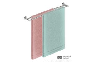 Double Towel Bar 800mm 8285 with artists impression of two single folded bath sheets - Bathroom Butler