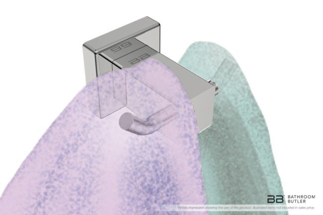 Double Robe Hook 8511 showing artists impression of a close up of two towels
