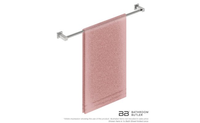 Single Towel Bar 800mm 8575 with artists impression of one single folded bath sheet - Bathroom Butler