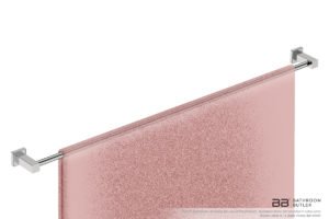 Single Towel Bar 1100mm/43inch 8578 with close-up view of artists impression of one full width bath sheet - Bathroom Butler
