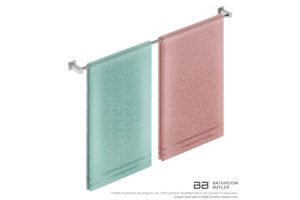 Single Towel Bar 1100mm 8578 with artists impression of two single folded bath sheets - Bathroom Butler