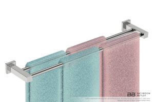 Single Towel Bar 650mm/25inch 8582 with artists impression of four double folded bath sheets - Bathroom Butler