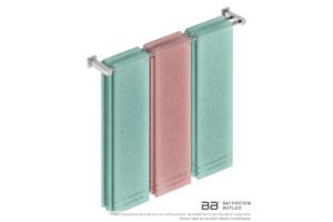 Double Towel Bar 800mm 8585 with artists impression of six double folded bath sheets - Bathroom Butler