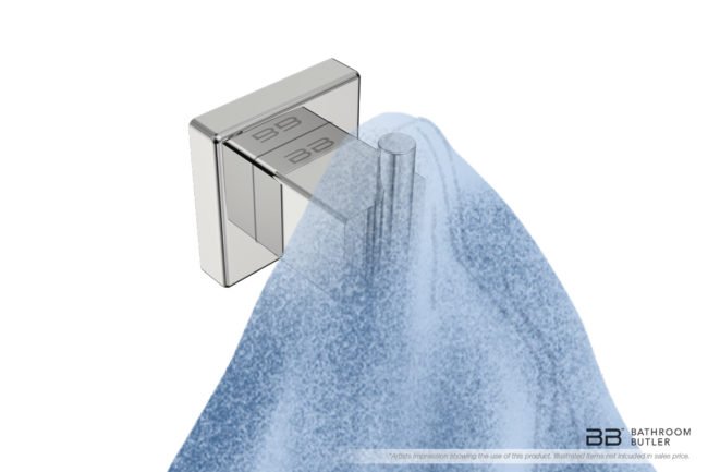 Single Robe Hook 8610 showing artists impression with a towel