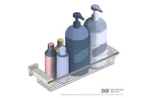 Shower Rack 330mm 8620 showing artists impression of shampoo bottles