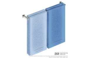 Double Towel Bar 800mm 8685 with artists impression of four single folded bath towels - Bathroom Butler
