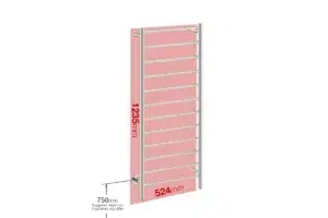 Foot print wall size for NATURAL 12 Bar 500mm Curved with PTSelect