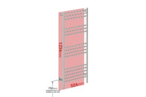 Foot print wall size for NATURAL 15 Bar 500mm Straight with PTSelect