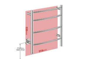 Foot print wall size for NATURAL 4 Bar 500mm Curved with PTSelect