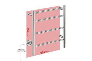 Foot print wall size for NATURAL 4 Bar 500mm Straight with PTSelect