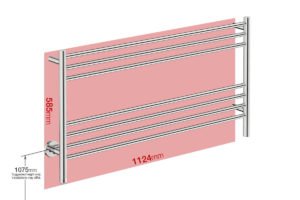 Foot print wall size for NATURAL 7 Bar 1100mm Straight with PTSelect