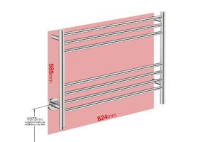 Foot print wall size for NATURAL 7 Bar 800mm Straight with PTSelect