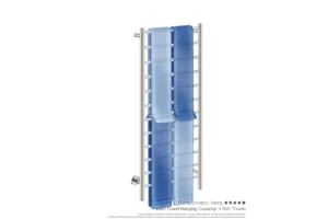 Natural 12 Bar 500mm Heated Towel Rack Straight with TDC Timer showing artists impression with four folded bath towels - Bathroom Butler