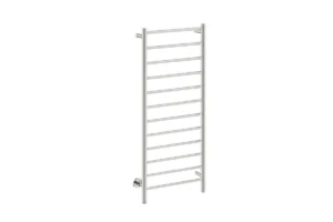 Natural 12 Bar 500mm/20" Heated Towel Rack Straight with PTSelect Switch - 230V in Polished Stainless Steel - Bathroom Butler heated towel rails