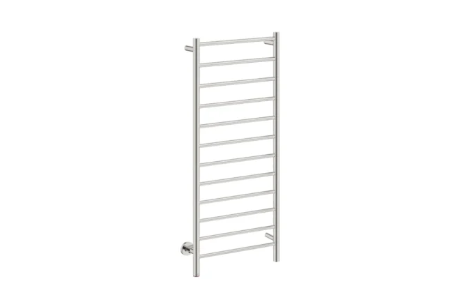 Natural 12 Bar 500mm/20" Heated Towel Rack Straight with PTSelect Switch - 230V in Polished Stainless Steel - Bathroom Butler heated towel rails