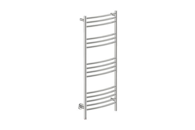 Natural 15 Bar 500mm Heated Towel Rack Curved with PTSelect Switch - 230V in Polished Stainless Steel - Bathroom Butler heated towel rails