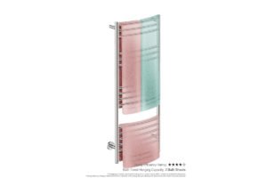 Natural 15 Bar 500mm Heated Towel Rack Curved with PTSelect Switch showing artists impression with three folded bath sheets - Bathroom Butler