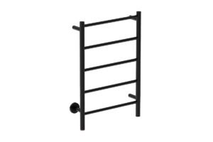 Natural 5 Bar 500mm Heated Towel Rack Straight with PTSelect Switch - 230V in Matt Black - Bathroom Butler heated towel rails