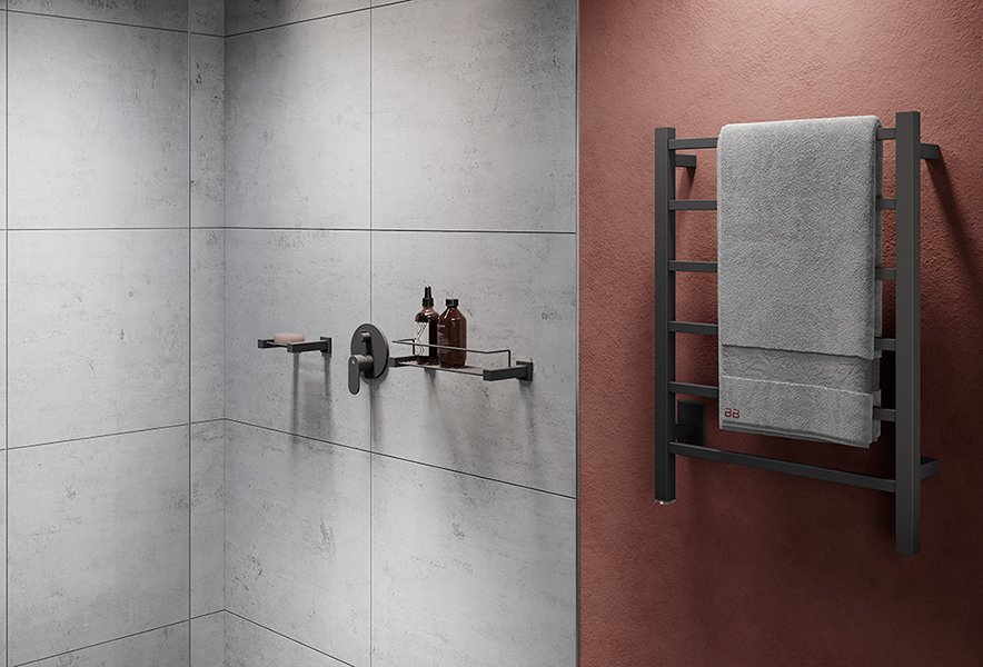 CUBIC 6 Bar in Matt Black with 8500 Series Bathroom Accessories