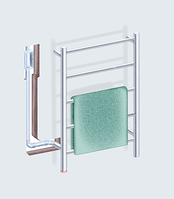 hardwired installation for heated towel rail with a cover plate