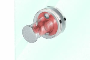 Illustration showing glass mounting 1005 with RIGID Loc detail