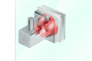 Glass Mounting 1007 3 with robe hook showing mounting detail