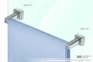 Illustration showing Glass Mounting 1007 with towel rail
