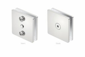 Glass Mounting 1007 front & back view Polished Stainless Steel