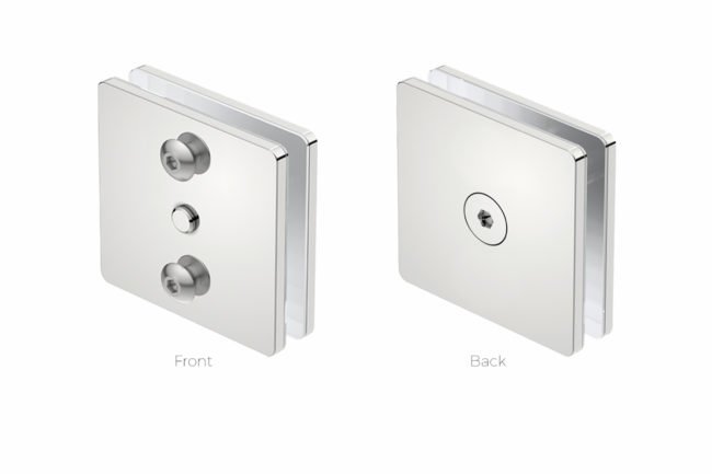 Glass Mounting 1007 front & back view Polished Stainless Steel