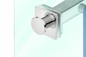 Glass Mounting 1008 Polished Stainless Steel -with towel rail close-up sketch